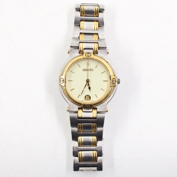 Pre-Loved Vintage Gucci 9000M 25mm Silver & Gold-Tone Wristwatch Quartz Movement - Picture 2 of 9
